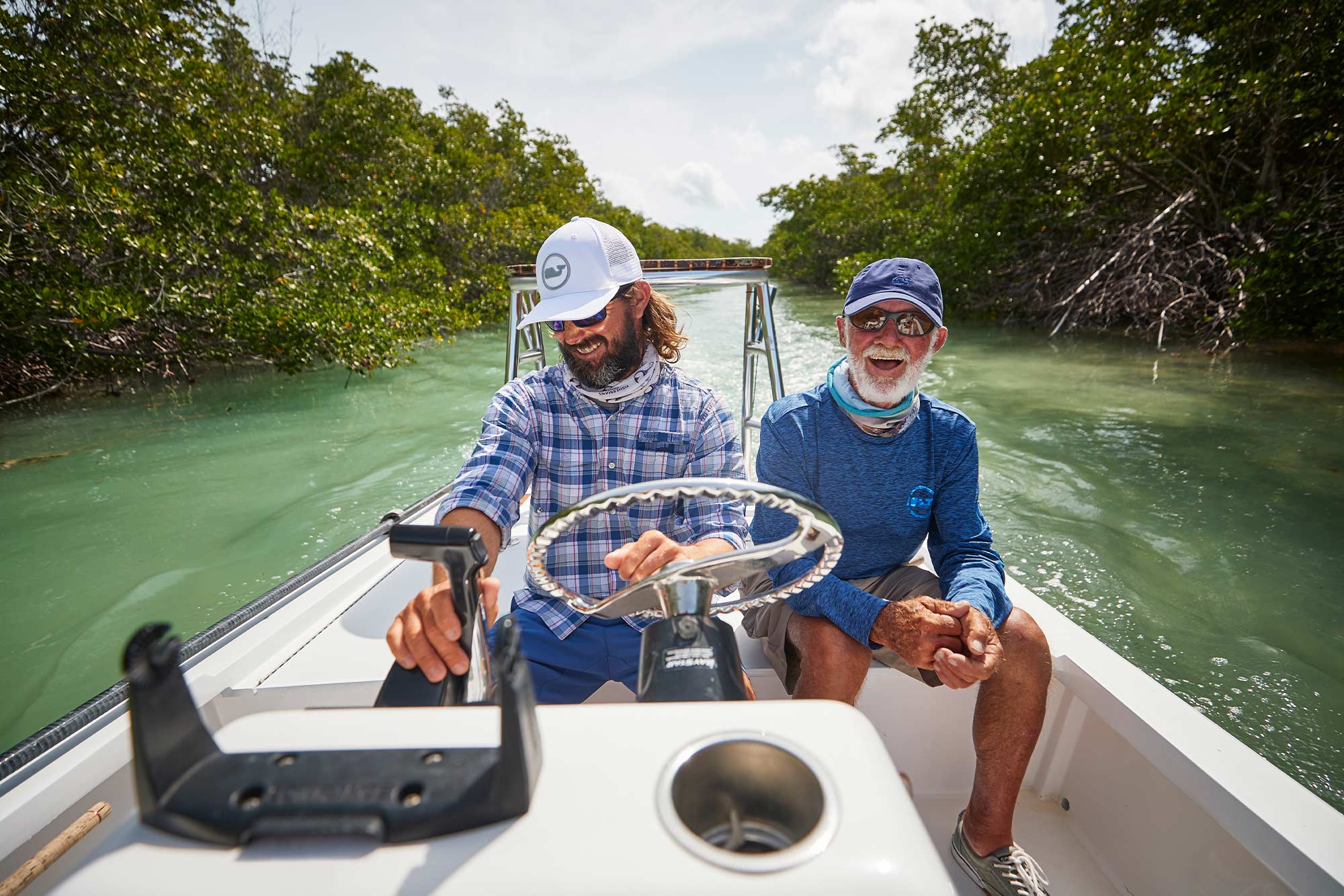 Gary Skrobeck Jr. and Skip Paxton on a boat